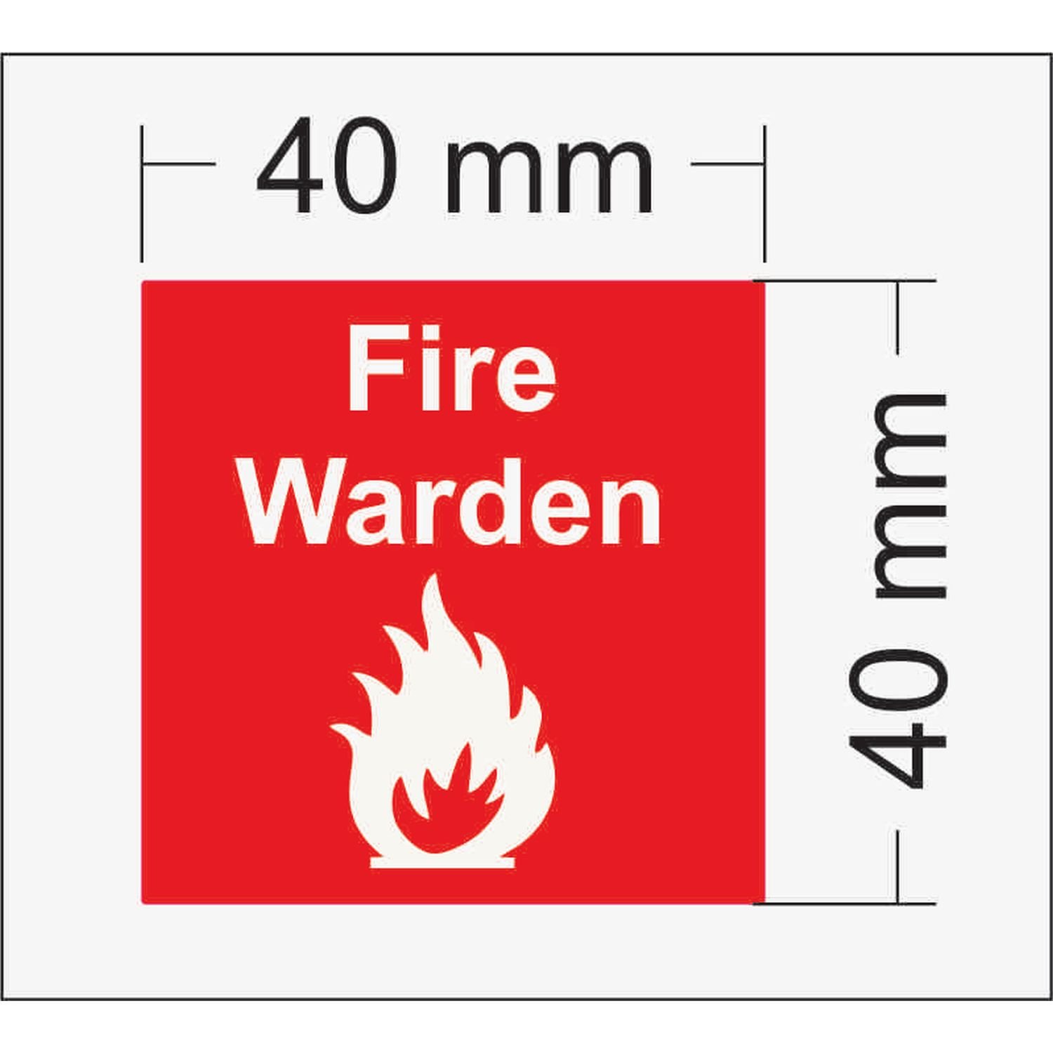 Fire Warden Hard Hat Sticker White on Red 40x40mm