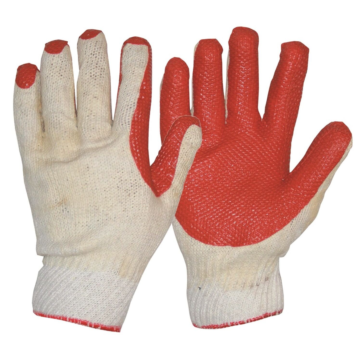 Heavy Duty Latex Coat Diamond Grip Glove White/Red Pkt 12