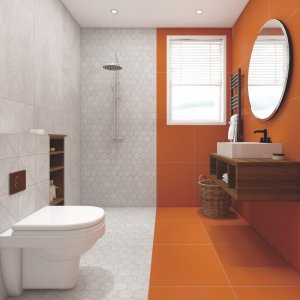 Bloom Coral Matt Kitchen Tiles