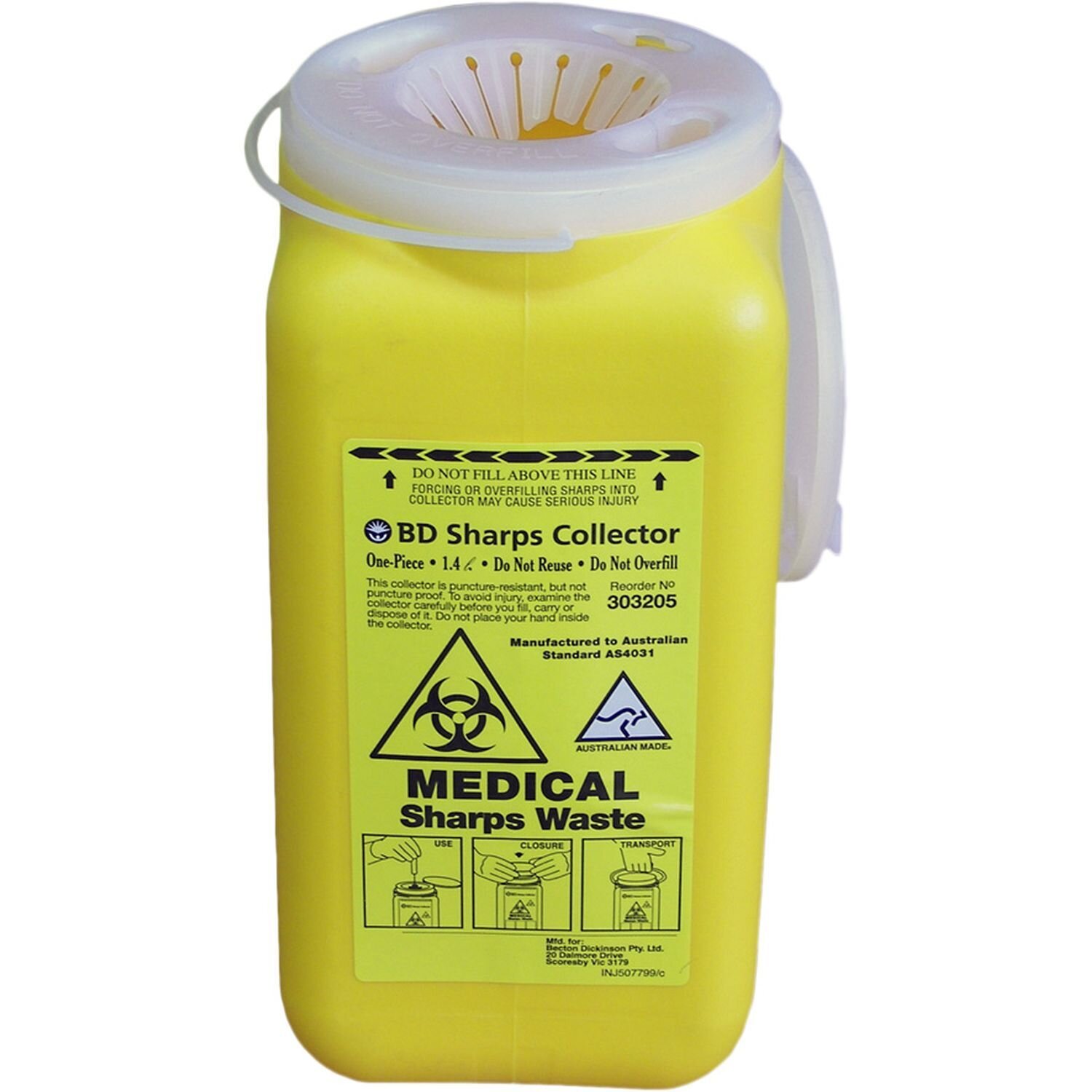 Medical Waste Sharps Container 1.4 Litre