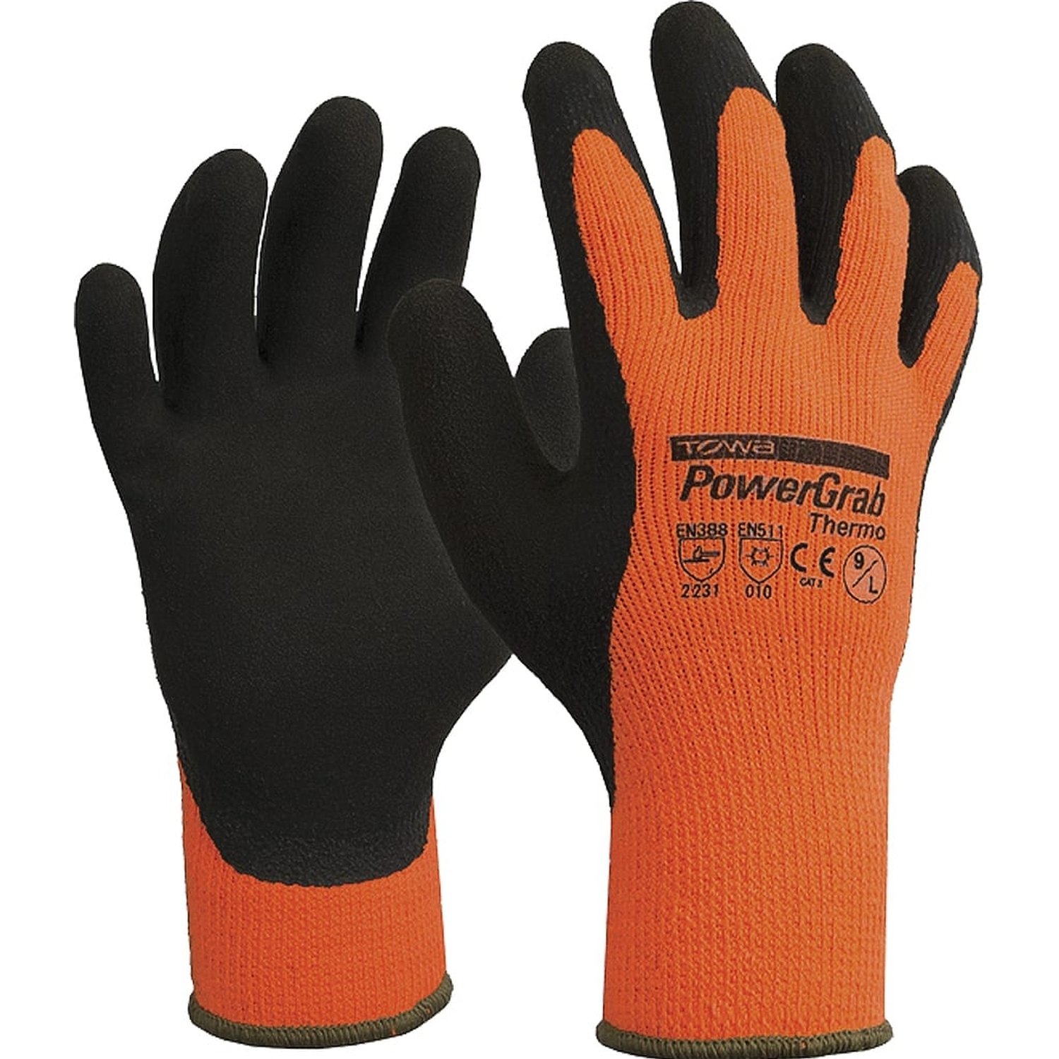 PowerGrab Thermo Winter Gloves Grey/Orange (Pkt 6)