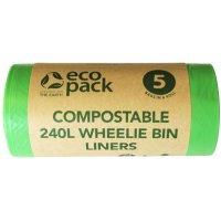 Compostable Wheelie Bin Liner 240L 1125x1500mm Roll 5 Ctn of 24 Rolls