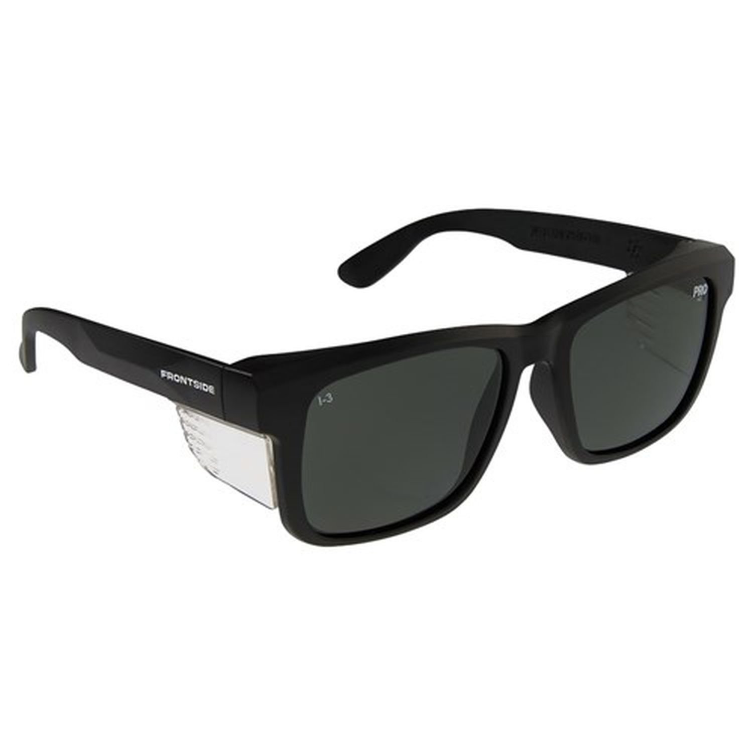 Frontside Polarised Safety Glasses Smoke Lens Black Frame