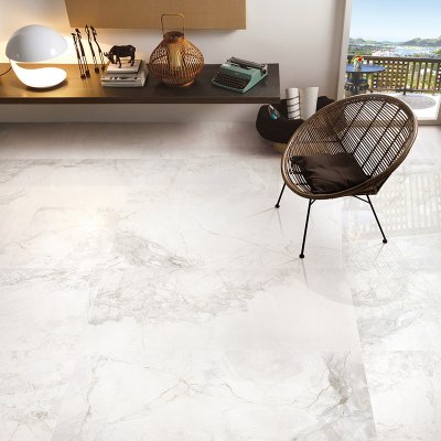 A marble tile, white in color to suit Bathroom, Living, Kitchen/Laundry