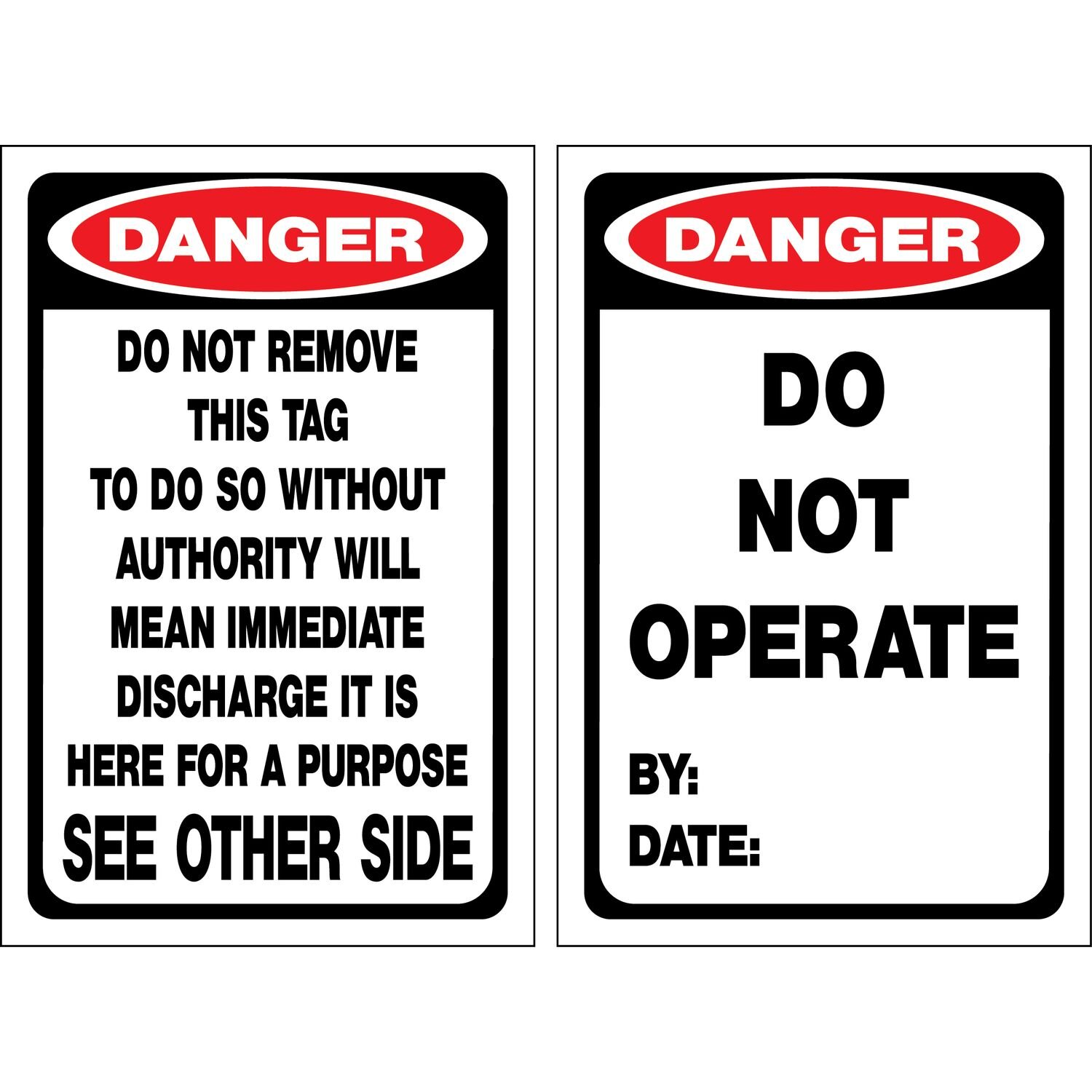 Lockout Tag DANGER Do Not Operate  Pkt 25
