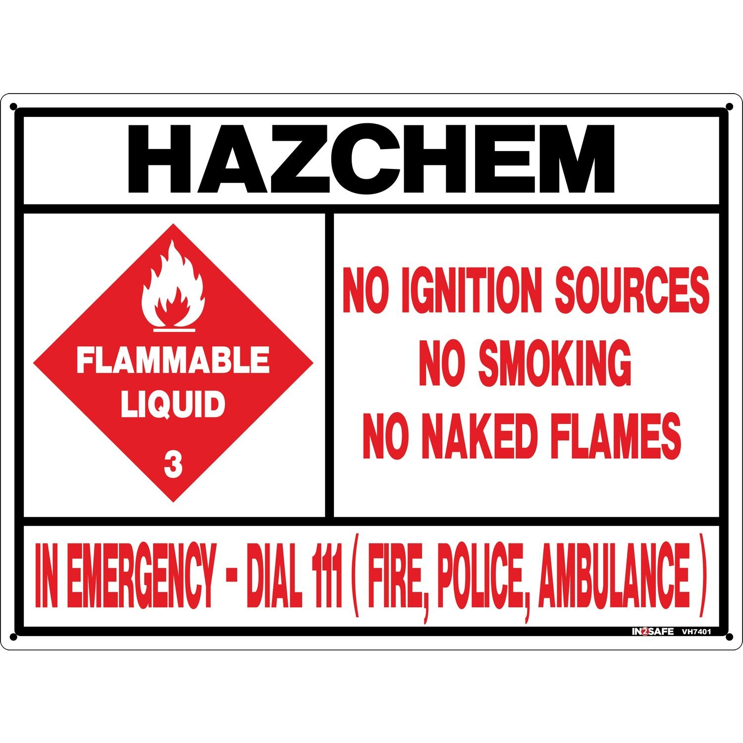 Hazchem Flammable Liquid PVC 600x450