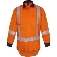 Mustang Wear Hi Vis TTMC-W23 X-Back Segment Tape Long Sleeve Vented Lyocell Shirt