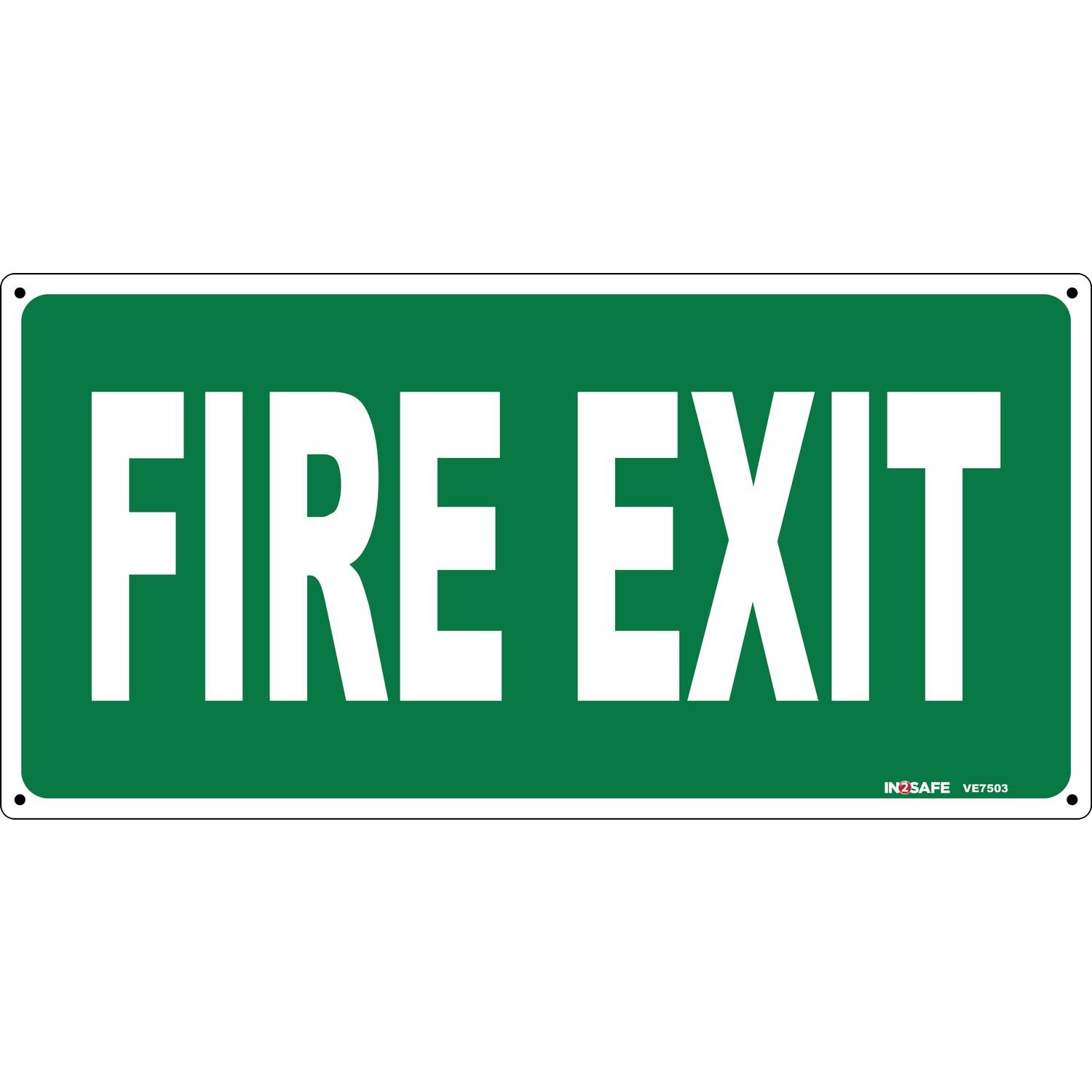 FIRE EXIT Sign White Text On Green