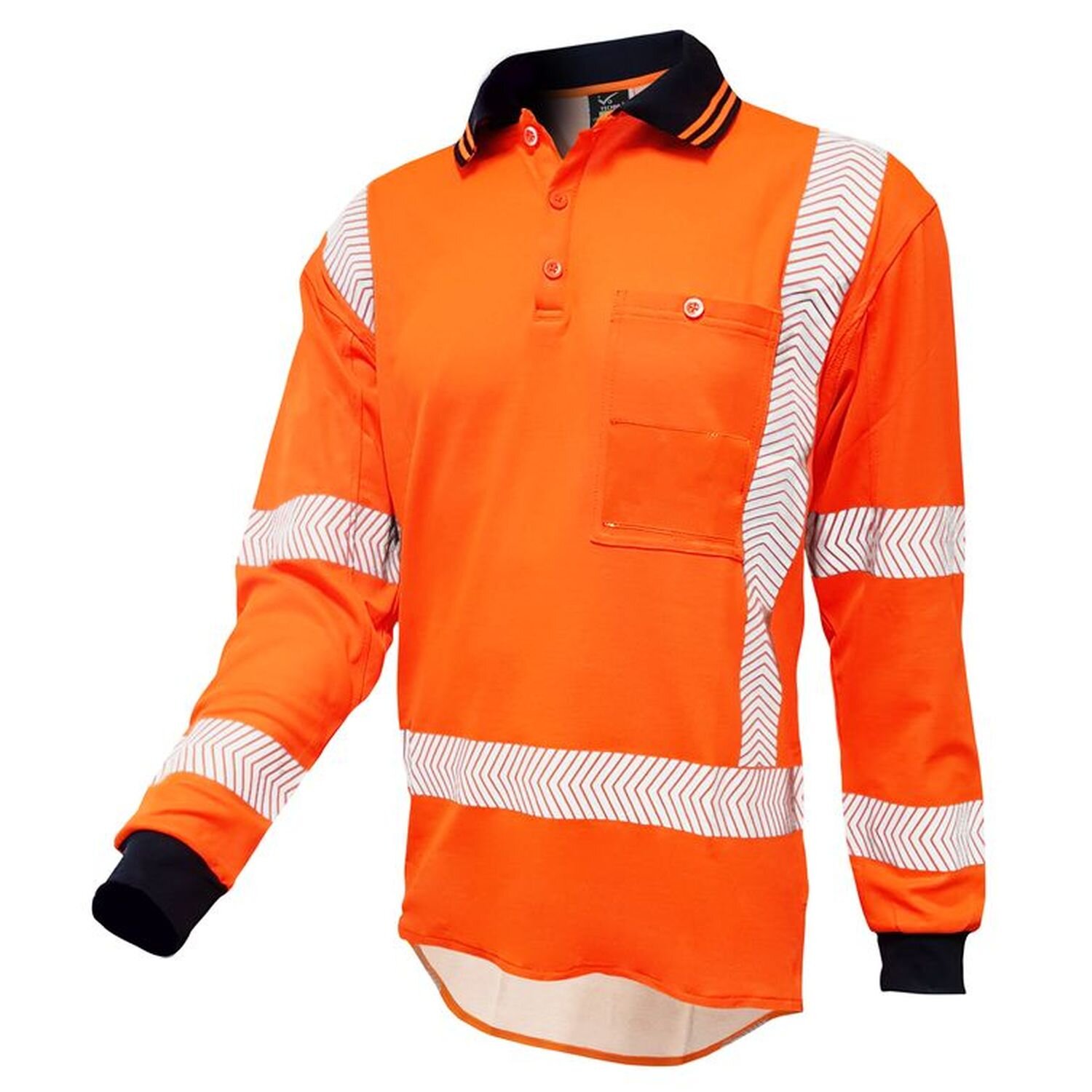 Techni Vision Hi Vis TTMC-W17 Cotton Back Segmented Long Sleeve Polo