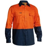 Bisley Hi Vis Day Only Cotton Drill Short Sleeve Shirt 190gsm