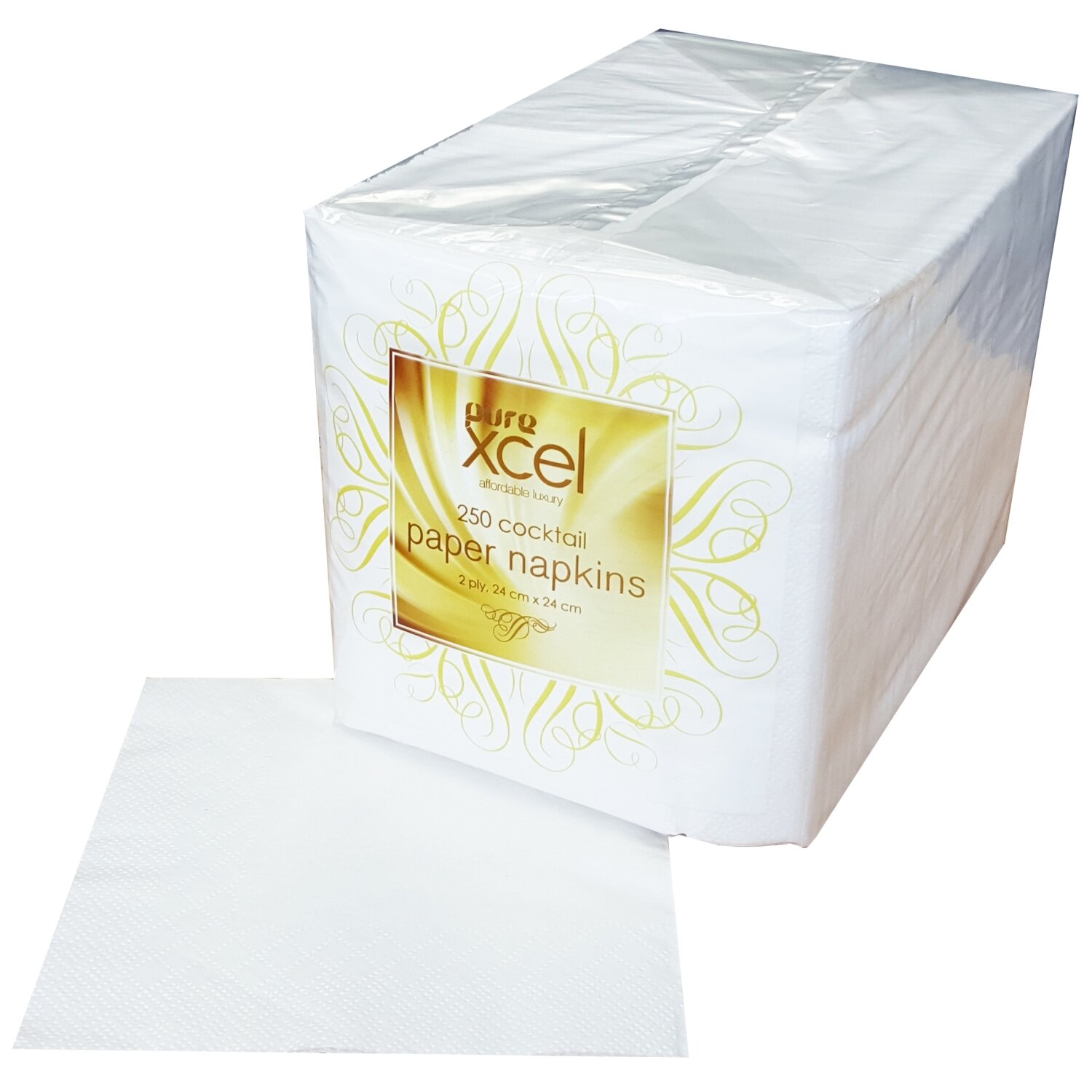 Cocktail Napkin White 2 Ply, 240mm x 240mm, 250/pkt, Ctn 8