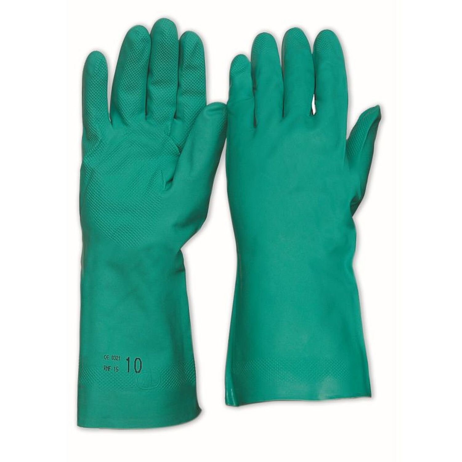 Nitrile Chemical Glove Flock Lined Green 33cm