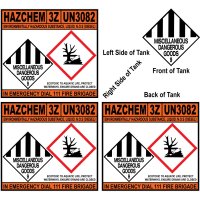 Hazchem 3Z UN3082 Diesel Tank Stickers Set of 4