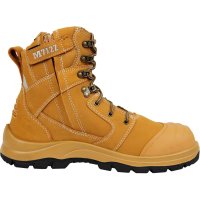Mustang Wear 712Z Nitrile Sole 300&deg;C Lace Up Zip Safety Boot with Scuff Cap