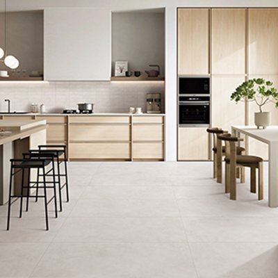 A matt stone tile, white in colour to suit Bathroom, Kitchen/Laundry, Living