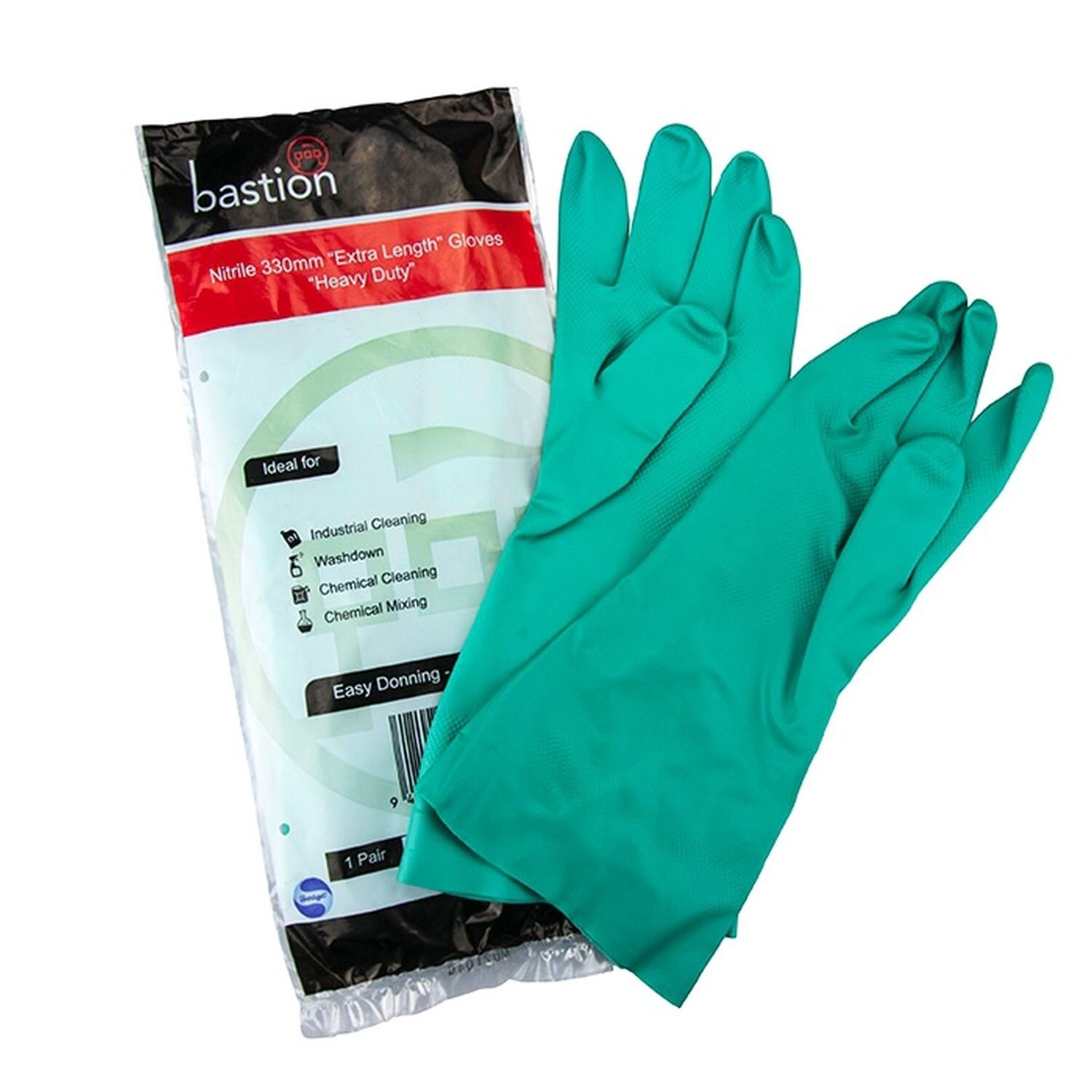 Nitrile Green Flocklined Gloves Pkt 12