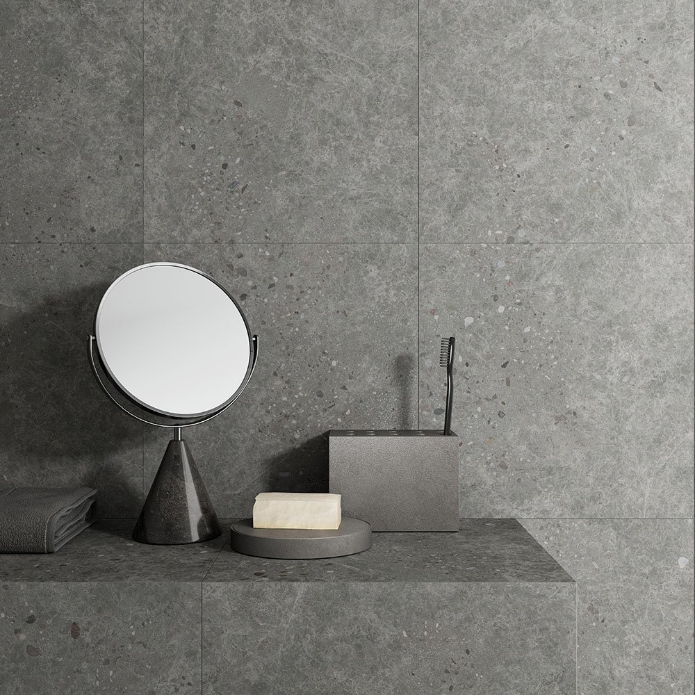 A stone tile, Grey in color to suit Bathroom, Kitchen/Laundry, Living, Splashbacks, Outdoor