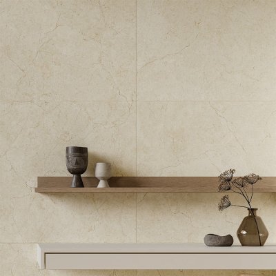 A marble tile, beige in color to suit Bathroom, Kitchen/Laundry, Living, Splashbacks