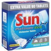 Sun Platinum Eco Dishwasher Tablets with Rinse Aid Pkt 80