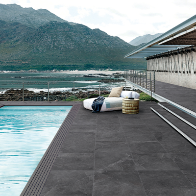 A stone tile, black in color to suit Bathroom, Kitchen/Laundry, Living, Splashbacks, Outdoor, Pool Mosaics