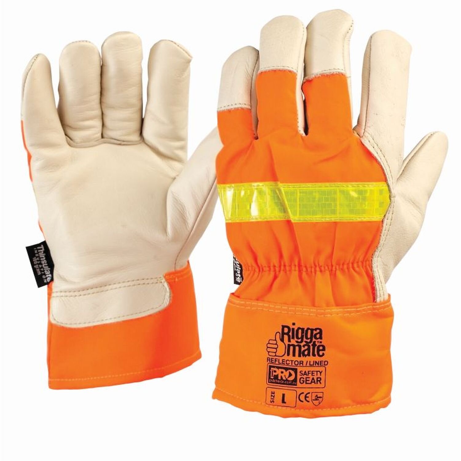 Pro Reflector Leather Glove Flu-Ora OSFA