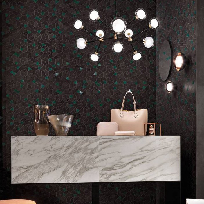 Bathroom Tiles BOOST Hexagon Tarmac & Jade