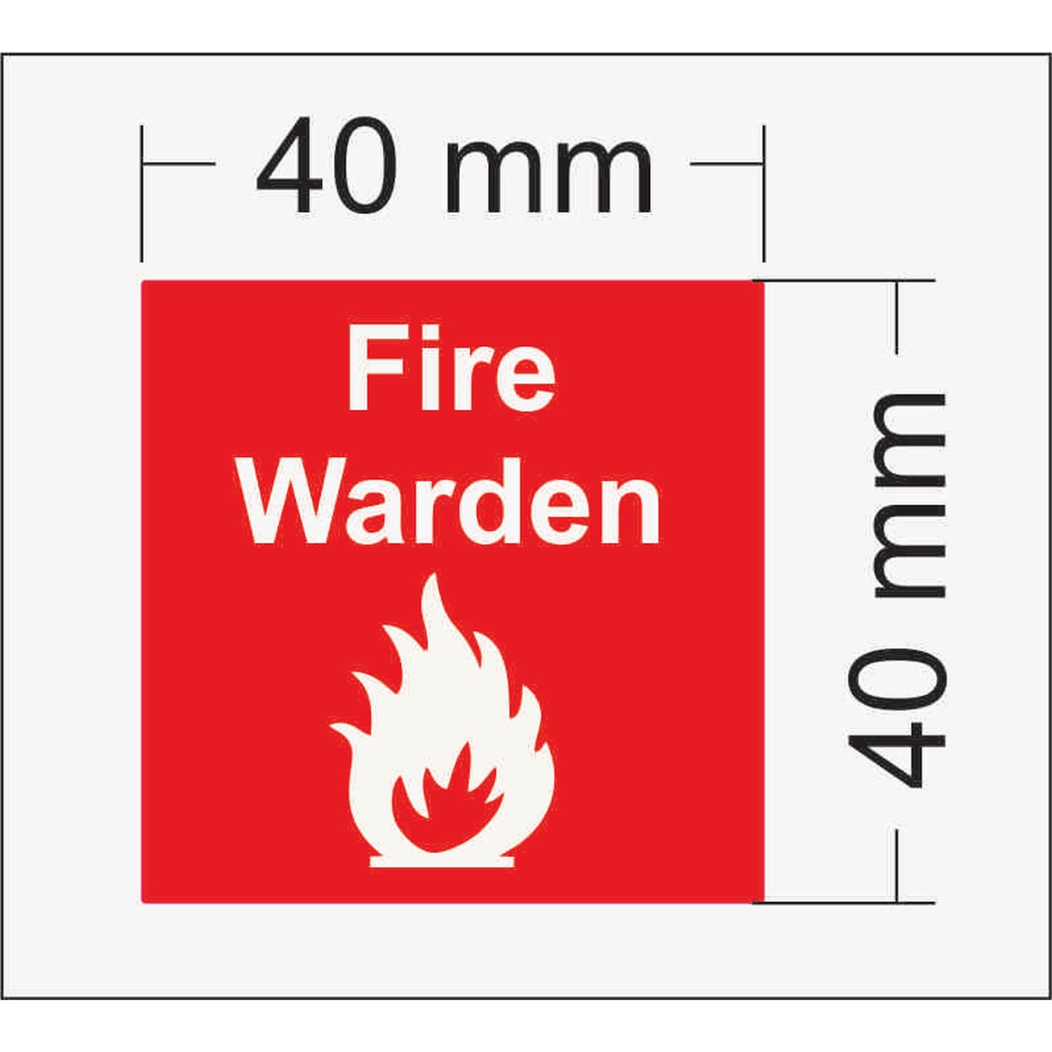 Fire Warden Hard Hat Sticker White on Red 40x40mm Pkt 100