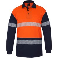 Mustang Wear Hi Vis Day/Night Segment Tape Sport Weave Lightweight Stretch Long Sleeve Polo