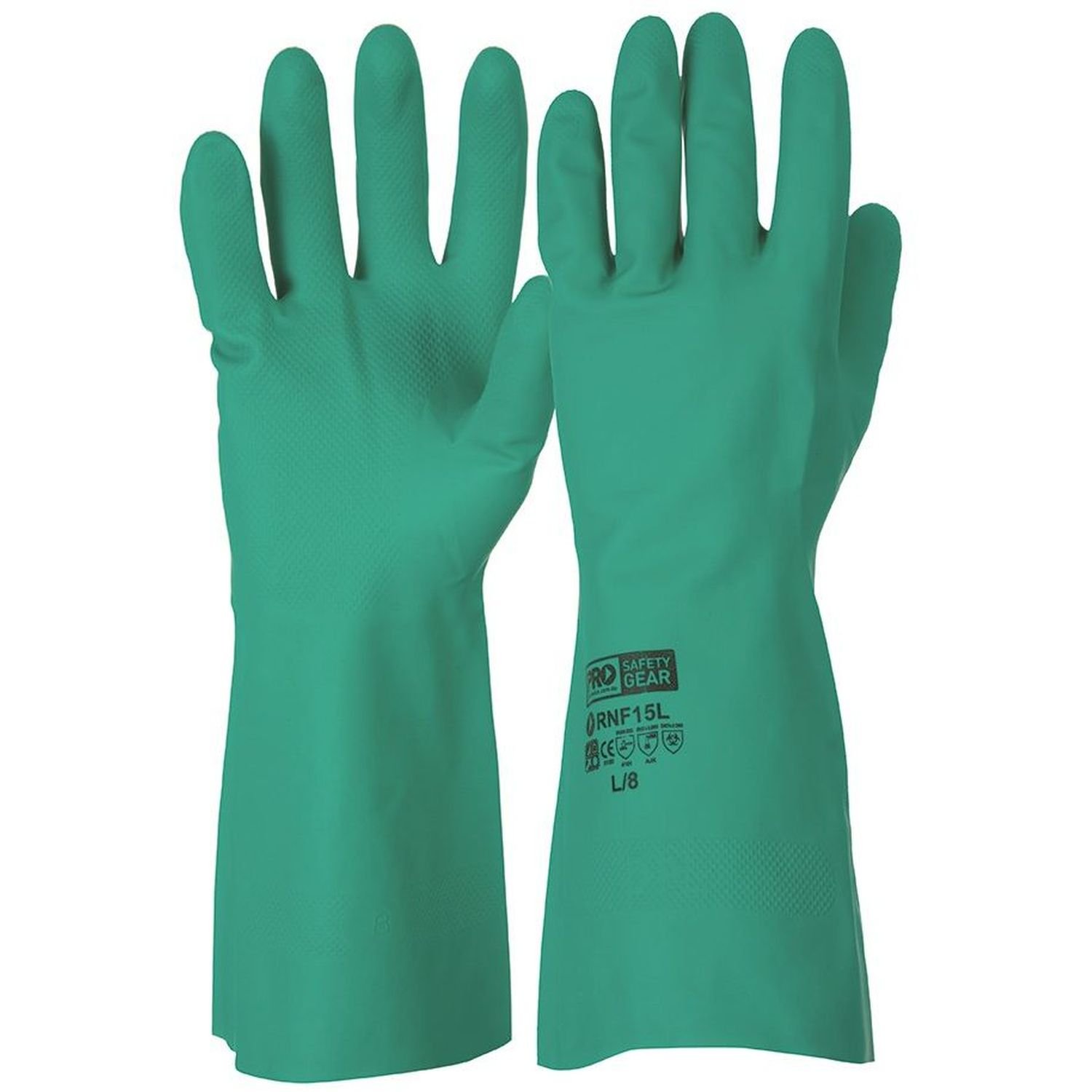 Nitrile Chemical Glove Flock Lined Green 33cm