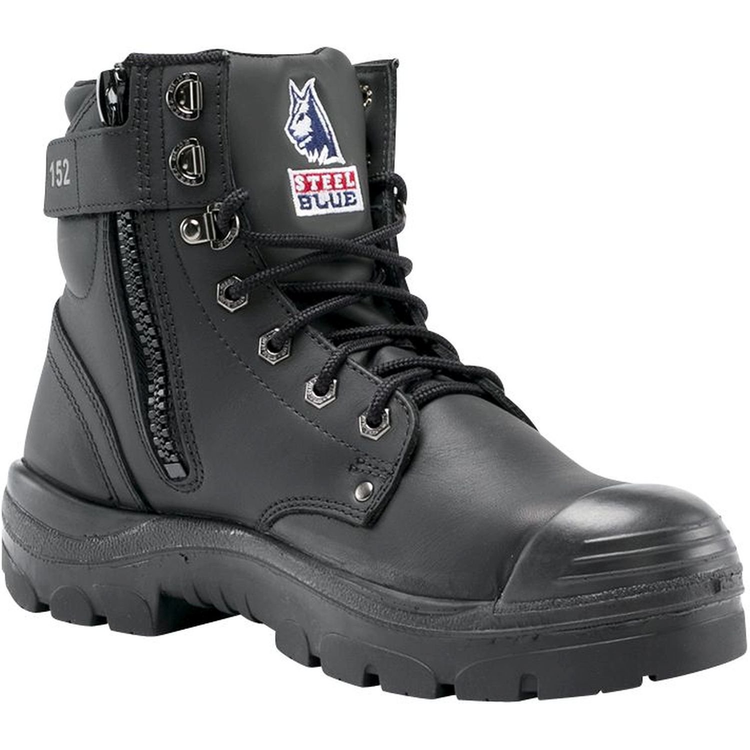 Steel Blue Argyle Lace Up/Zip Safety Boot with Bump Cap Black
