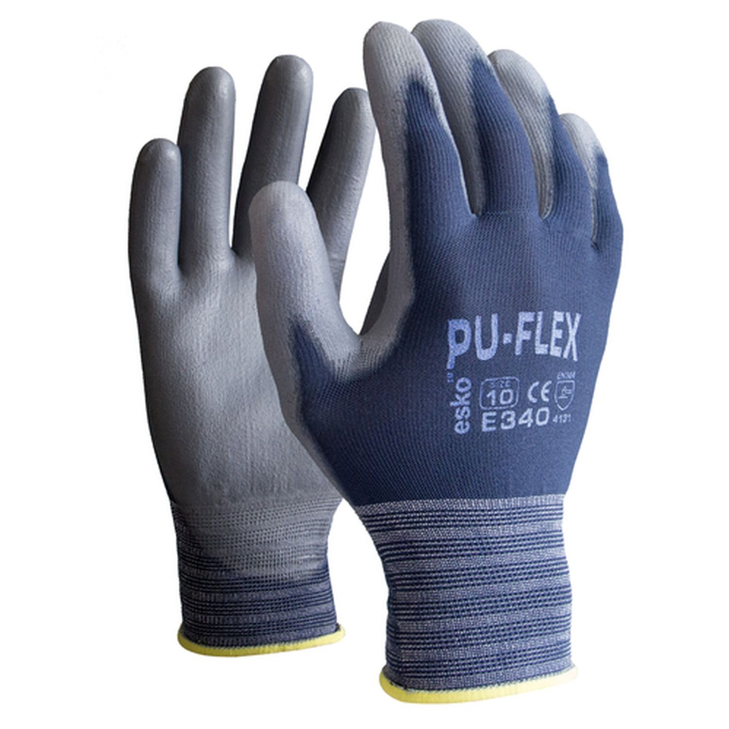E345 PU-Flex Glove PU Palm Blue/Grey (Pkt 12)