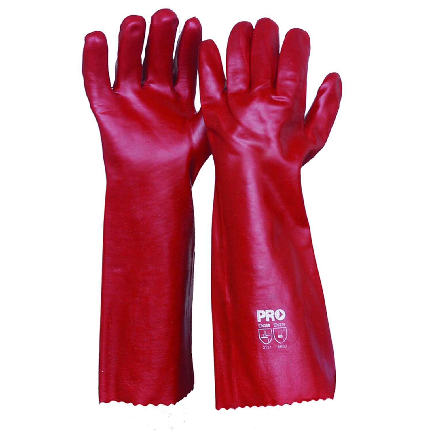Single Dipped 45cm PVC Glove Red 45cm