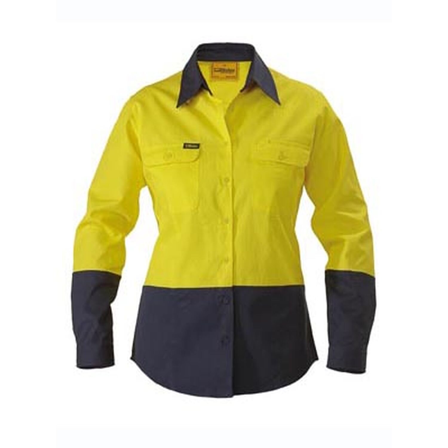 Bisley Womens Hi Vis Day Only Long Sleeve Cotton Shirt 190gsm