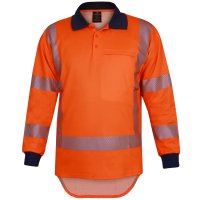 Mustang Wear Hi Vis TTMC-W23 Cotton Back Segment Long Sleeve Polo