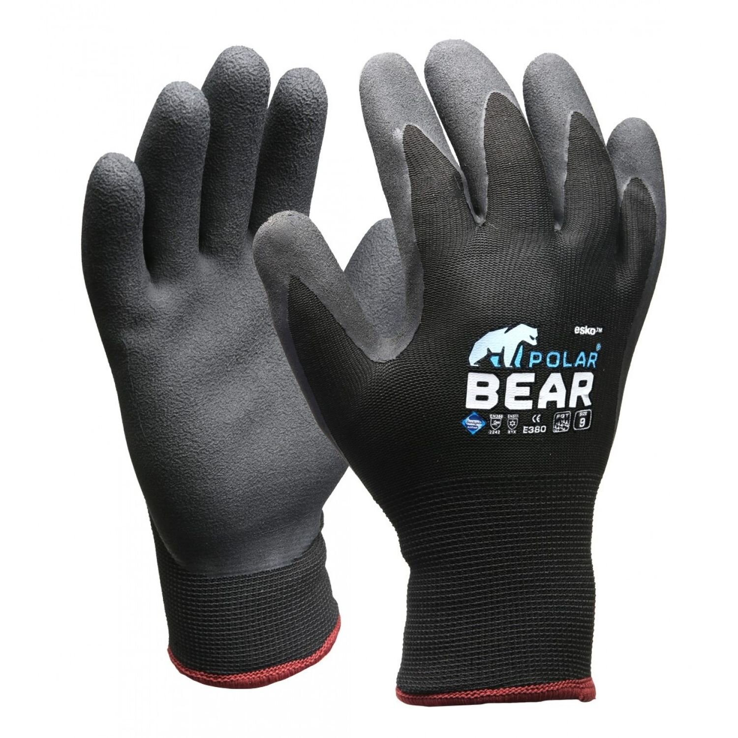 Polar Bear Thermo Winter Gloves Grey/Black (Pkt 12)