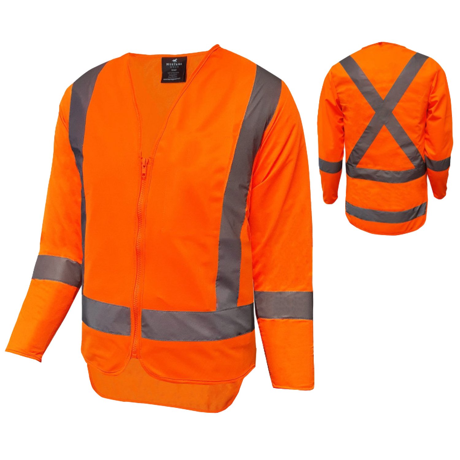 Mustang Wear Hi Vis TTMC-W23 X-Back Long Sleeve Zip Safety Vest