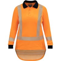 Hi Vis TTMC-W23 L/Sleeve Vented Cotton Back Lightweight Womens Polo 145gsm