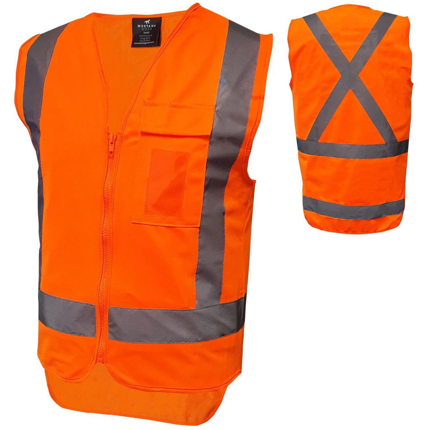 Mustang Wear Hi Vis TTMC-W17 X-Back Sleeveless Zip Safety Vest