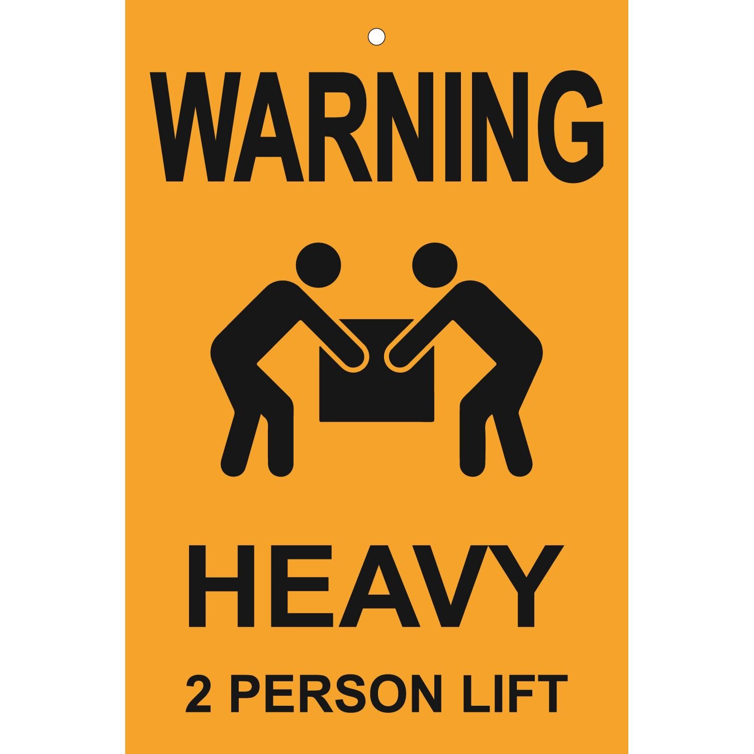 WARNING Heavy 2 Person Lift Tag (Never Tear) - Pkt 100