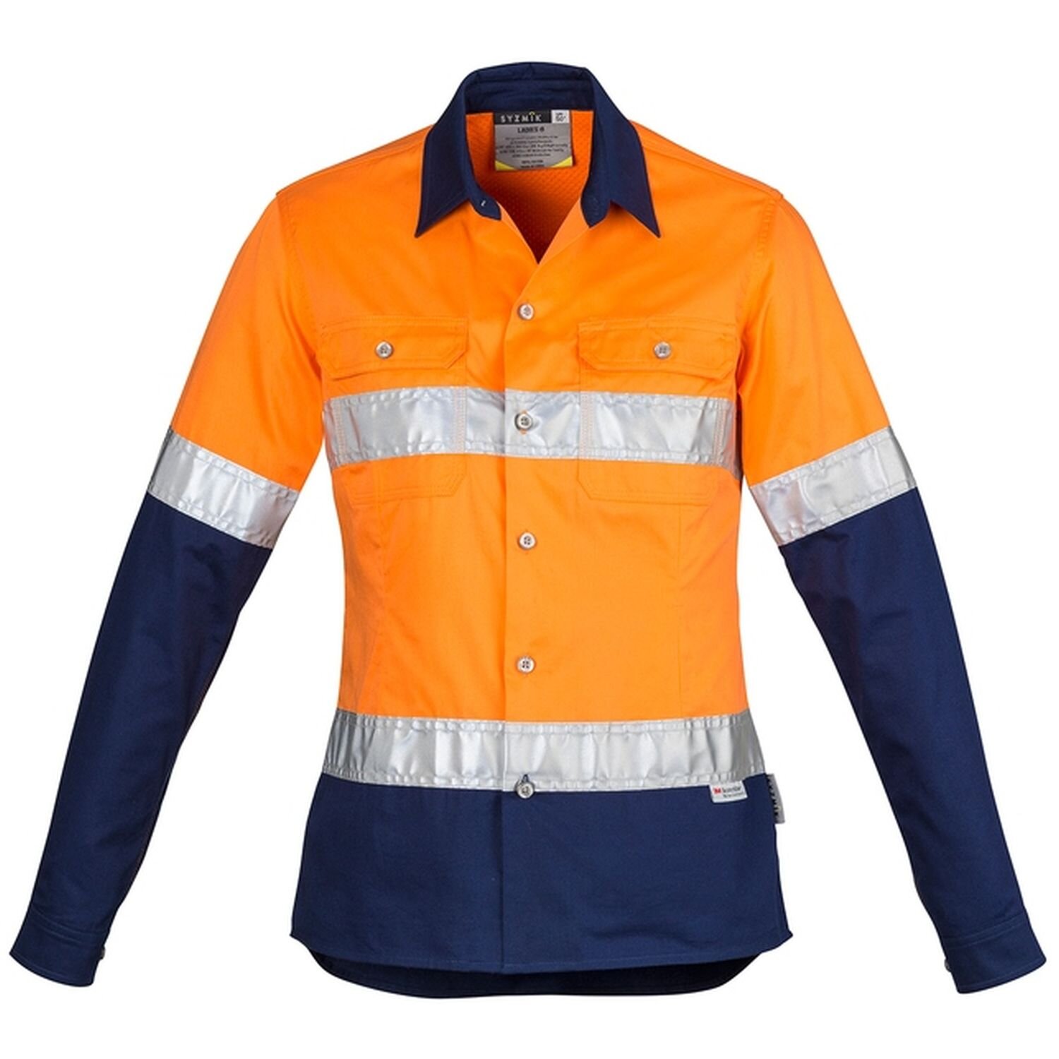 Syzmik Womens Hi Vis Day/Night Cotton Shirt Hooped 170gsm