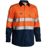 Bisley Hi Vis Day/Night Cool Long Sleeve Vented Cotton Shirt 155g