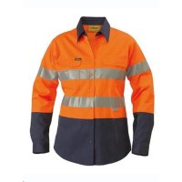 Bisley Womens Hi Vis Day/Night Long Sleeve Cotton Shirt 190gsm