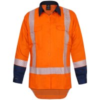 Mustang Wear Womens Hi Vis TTMC-W23 X-Back Segment Tape Long Sleeve Vented Lyocell Shirt