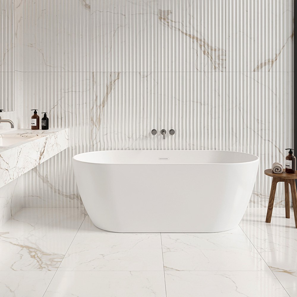 A marble tile, white in color to suit Bathroom, Kitchen/Laundry, Living