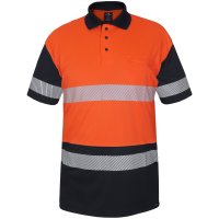 Mustang Wear Hi Vis Day/Night Segment Tape Sport Weave Lightweight Stretch Short Sleeve Polo
