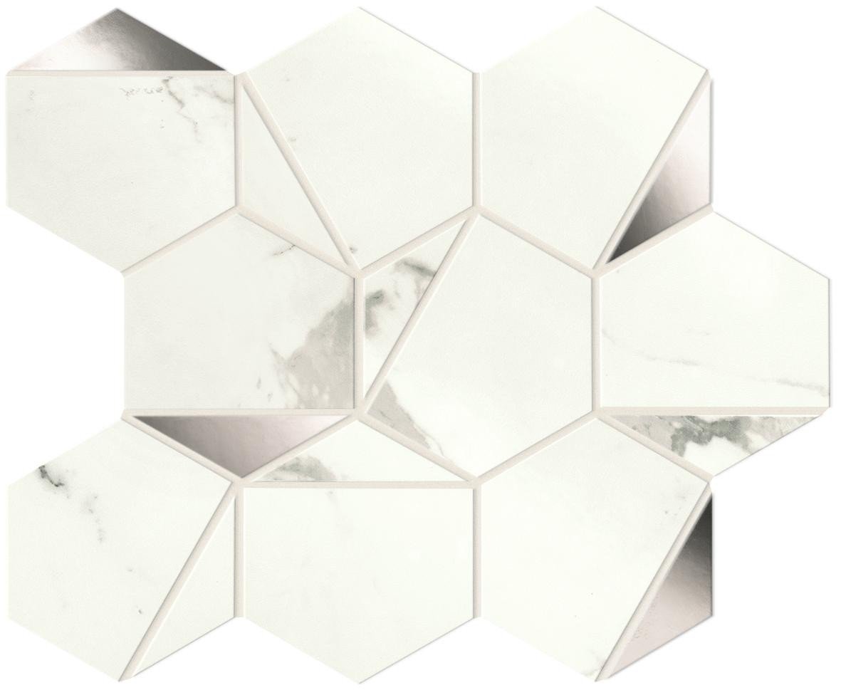 MarvelShine Statuario Supremo Platino Hex 25.1x29 Shiny Bathroom Tiles