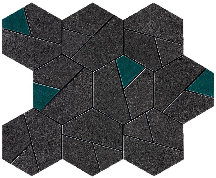 BOOST Hexagon Tarmac & Jade Bathroom Tiles