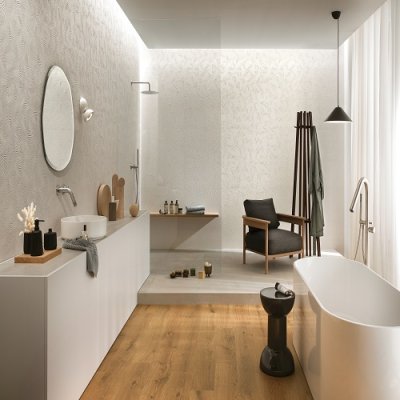 A tile, white in color to suit Bathroom, Living, Kitchen/Laundry, Splashbacks