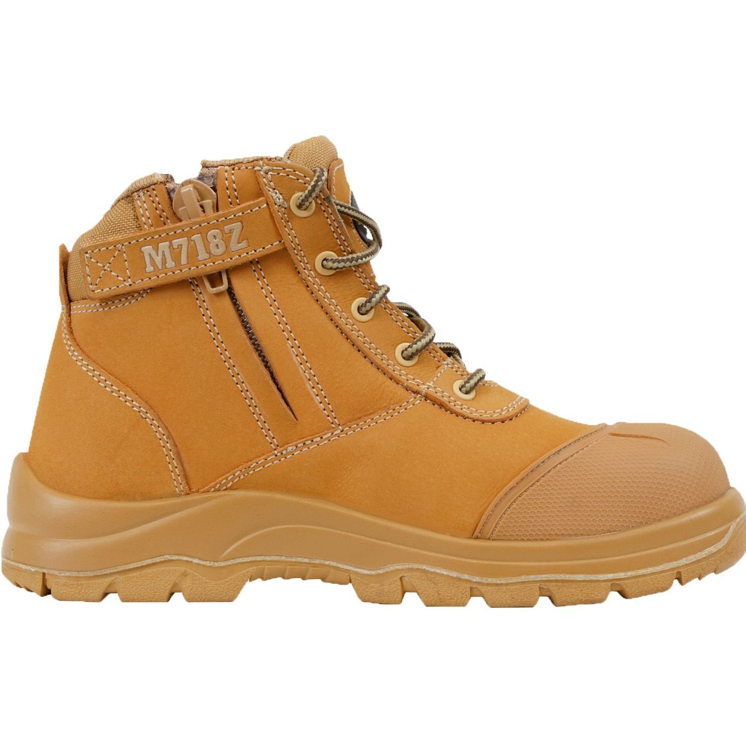 Mustang Wear 718Z Nitrile Sole 300&deg;C EH Lace Up Zip Safety Boot with Scuff Cap