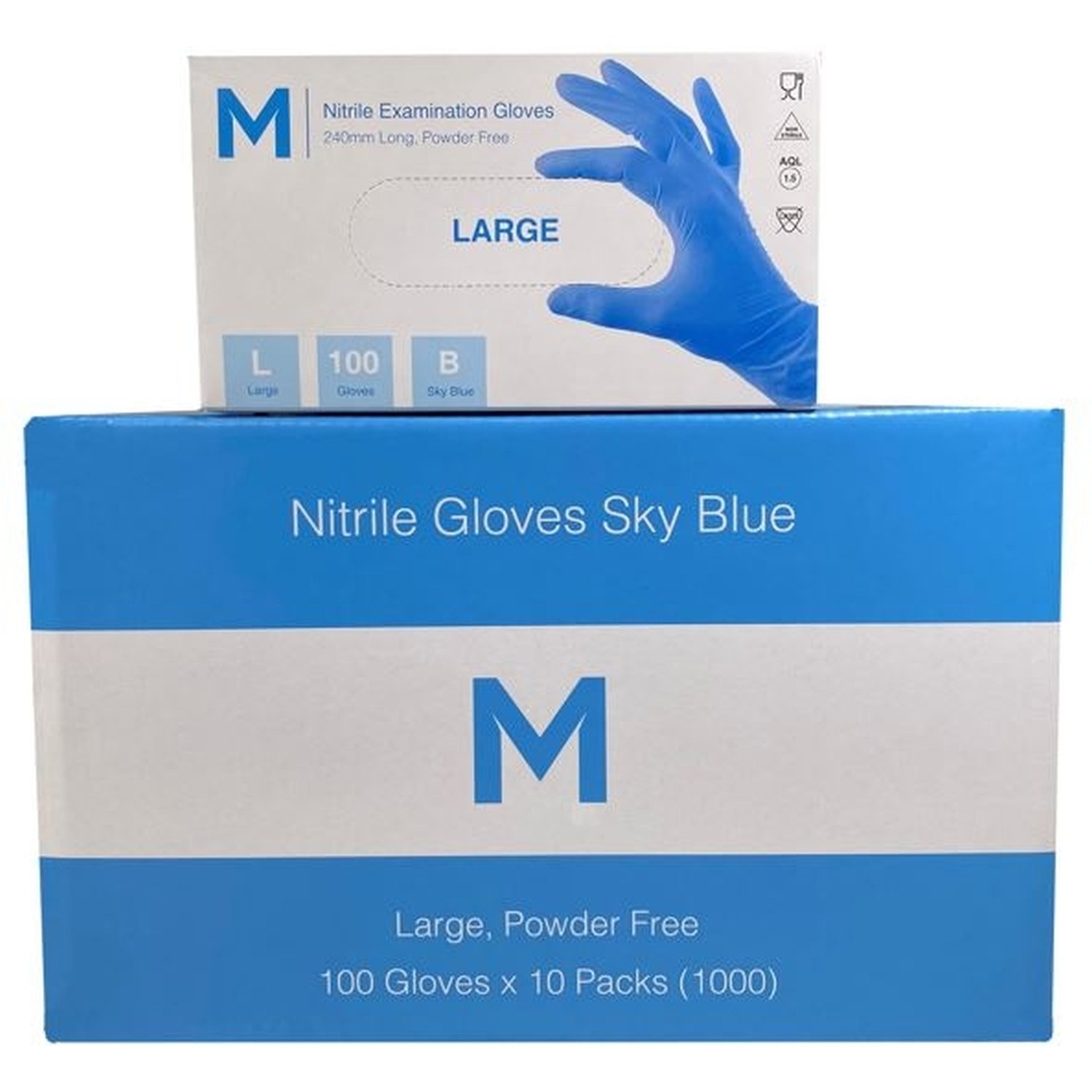 Blue Powder Free Nitrile Gloves Box 100